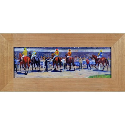 Val Johnson (late 20th Century), Returning to Scale, Oil on Canvas on Board, 14 x 45 cm