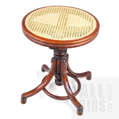 Thonet Bentwood and Rattan Piano Stool, Late 19th Century