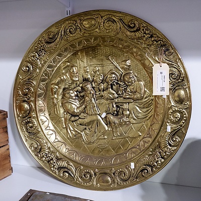 Large Vintage Round Brass Wall Plaque