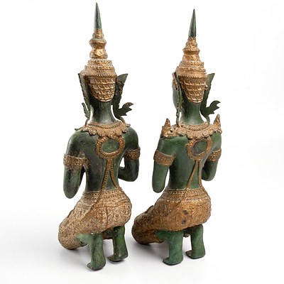 Pair of Vintage Thai Bronzed metal Deities