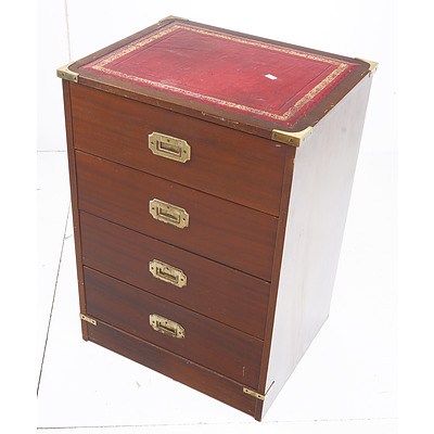 Antique Style Four Drawer Bedside with Inset Brass Handles