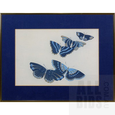A Framed Reproduction Print of Butterflies, 24 x 36 cm (image size)