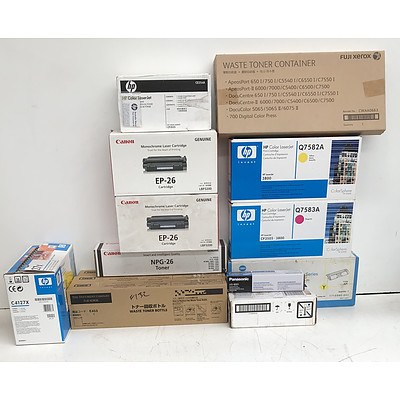 Bulk Lot of Assorted Toner Cartridges and Printer Accessories