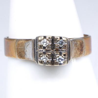 9ct Yellow and White Gold Ring with Single Cut Diamonds, 2.6g