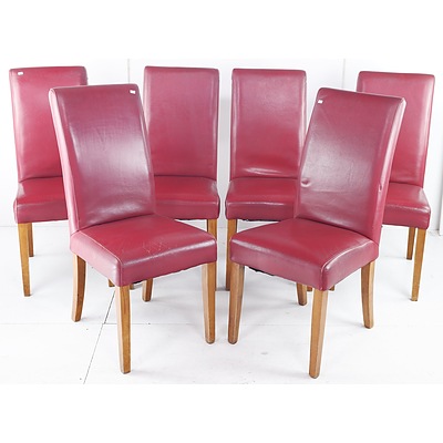 Set of Six Retro Chairs with red Leather Upholstery - Ex ANU School of Design