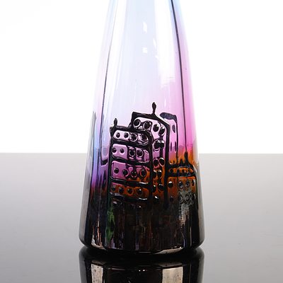 Studio Glass Vase City Scape by Eileen Gordon 1992 - Limited Edition 6/100