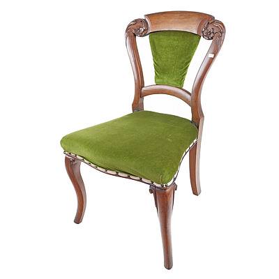 Antique Mahognay Side Chair with Scrolled Legs and Carved Decoration - Circa 1860s