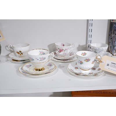 Five Vintage Trios including Royal Albert Silver Maple and Lavender Rose