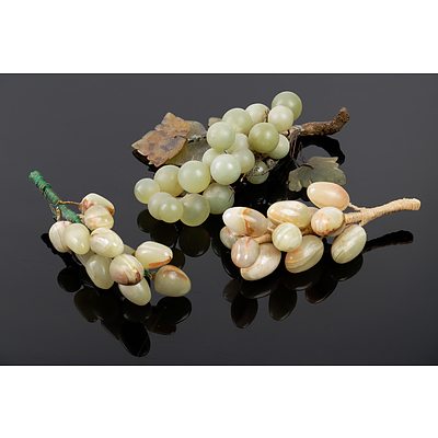 Three Bunches of Polished Hardstone Grapes