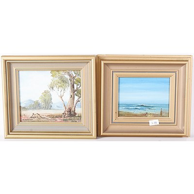 Two Oil Paintings: Nolene Norris, Sandscastles & Nan Rogers, Brindabellas in the Morning (2)