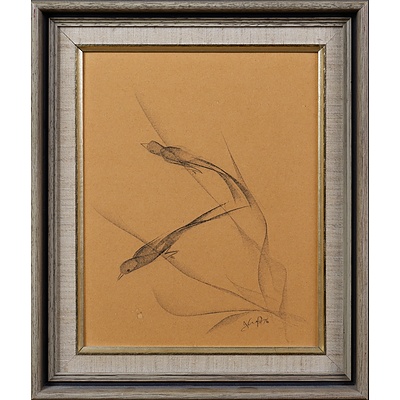 Jim Crofts (born 1922), Untitled (Birds in Flight) 1976, Pencil