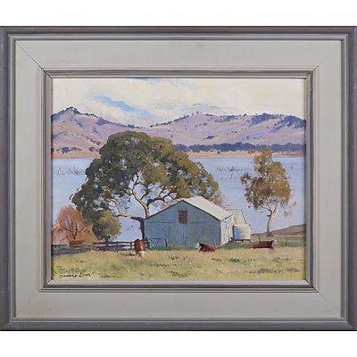Leonard Long (1911-2013), The Bull Paddock, Bethanga, Oil on Artists Board, 29 x 37 cm