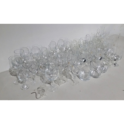 Large Group of Assorted Glass Stemware and Tumblers