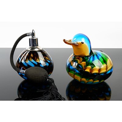 Contemporary Art Glass Bird Figurine and Perfume Atomiser