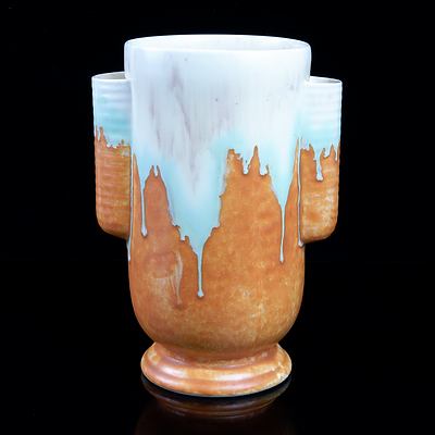 Crown Devon Art Deco Drip Glazed Pottery Vase