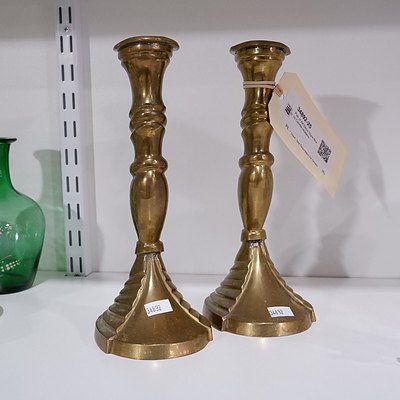 Pair of Art Deco Style Brass Candle Holders