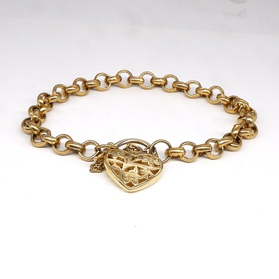 Gold Plated Belcher Chain with Heart Lock