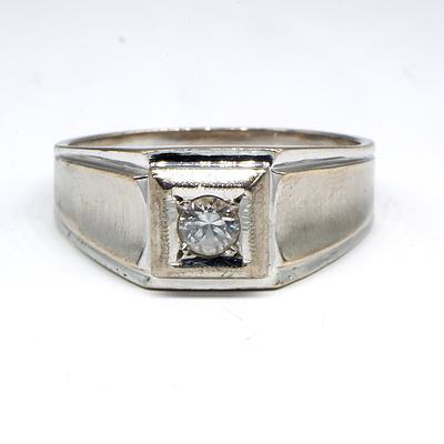 14ct White Gold Gents Ring with CZ , 6.1g
