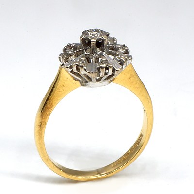 18ct Yellow and White Gold Diamond Cocktail Ring, 3.55g