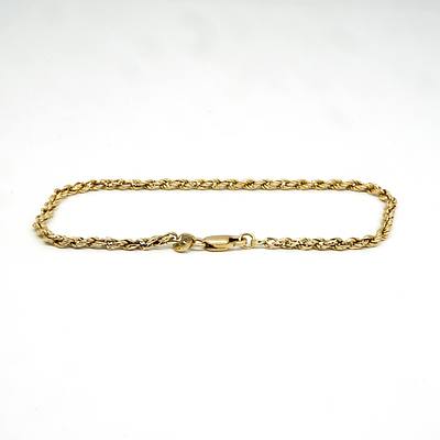 14ct Yellow Gold Twisted Rope Bracelet, 2.3g