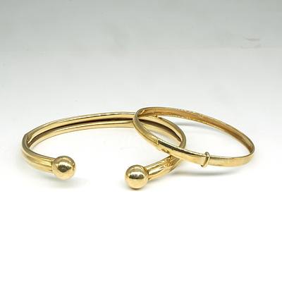 Two 9ct Yellow Gold Bangles, 7g