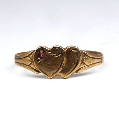 9ct Yellow Gold Signet Ring with Amethyst, 1.2g