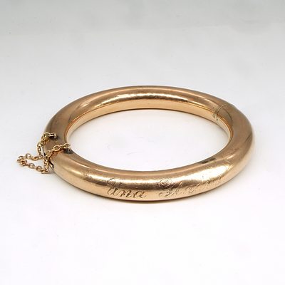 Antique 9ct Rose Rolled Gold Hinged Golf Bangle