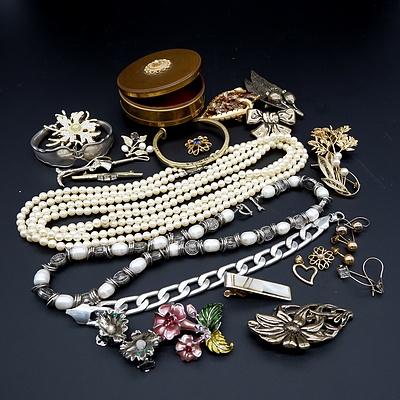 Collection of Costume Jewellery Brooches, Earring and More, Including Australian Gumnut Brooch