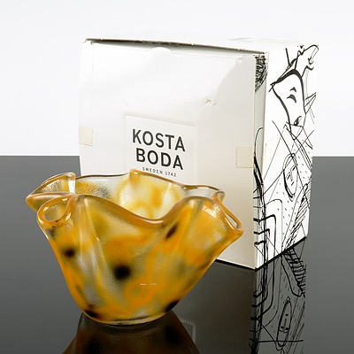 Kosta Boda 'happy Going Orange' Glass Bowl by Designer Ulrica Hydmen Vallien with original Box