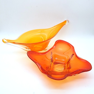 Two Art Glass Splash Form Bowls