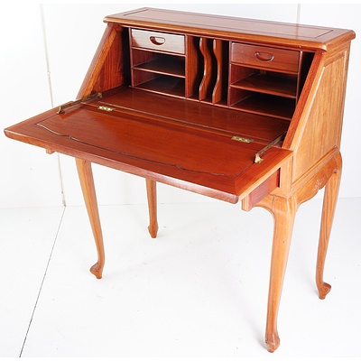 Vintage Rosewood Bureau Desk with Cabriole Legs