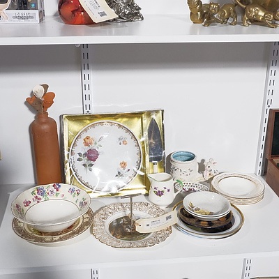Assortment of Vintage English and other Porcelain including Boxed Meakin Plate and Amsterdam Stoneware Bottle