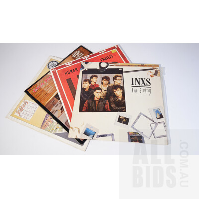 Four Vinyl LP Records Including Sky Hooks, Cold Chisel, Hunters & Collectors and INXS