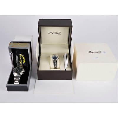 New Slazenger Men's Stainless Steel Wrist Watch in Box and New Ingersoll Women's Gem Set Wrist Watch