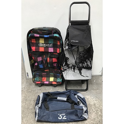 Ripcurl Travel Bag, Converse Duffel Bag and Rolser Four Wheel Cart