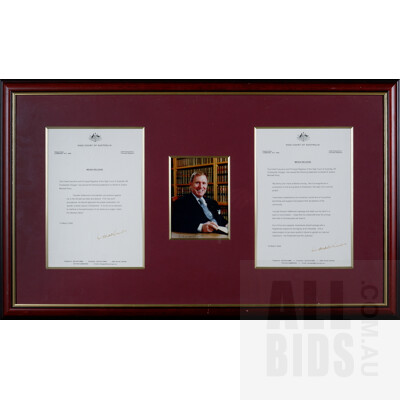 Framed High Court Media Release Documents on Behalf of Justice Kirby 2002