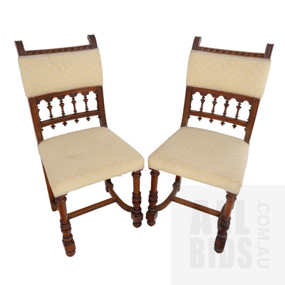 Six Gothic Revival Style Maple Dining Chairs, 20th Century