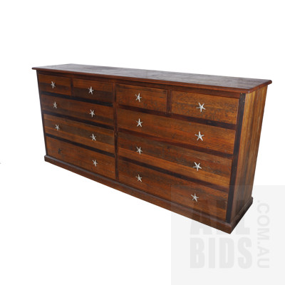 Very Large Ancient Modes Melbourne Reclaimed Ash Chest of Drawers with Starfish Form Handles