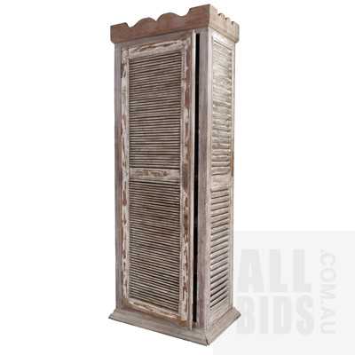Antique Style Rustic Cupboard with Shutter Door and Sides 
