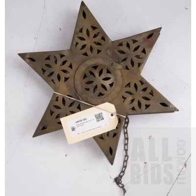 Brass Hanging Star Form Candle Holder
