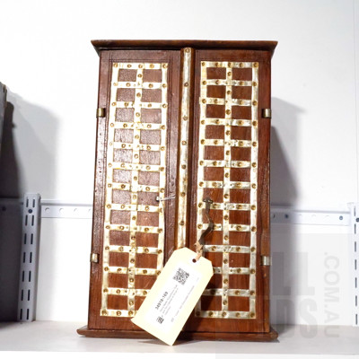 Hand Made Rajasthane Teak and Tin Cabinet of Small Proportion