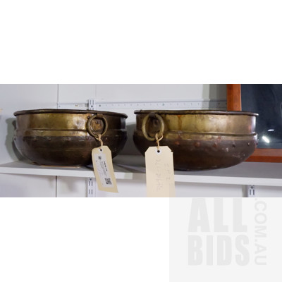 Two Hand Made Rajathane Brass Parav Bowl with Ring Form Handles