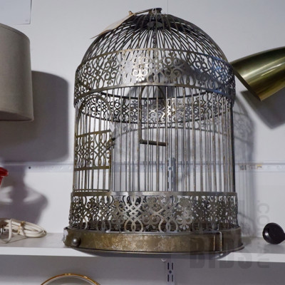 Antique Style Wire and Pierced Metal Bird Cage