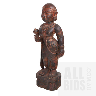 Indian Carved and Stained Hardwood Deity