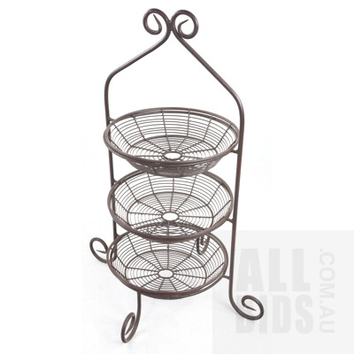 Wrought Metal Three Tier Wire Fruit Stand