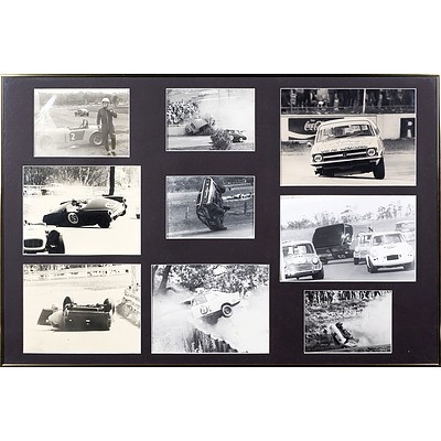 Framed Set of Nine Vintage Racing/Speedway Photographs Circa 1950s & 60s