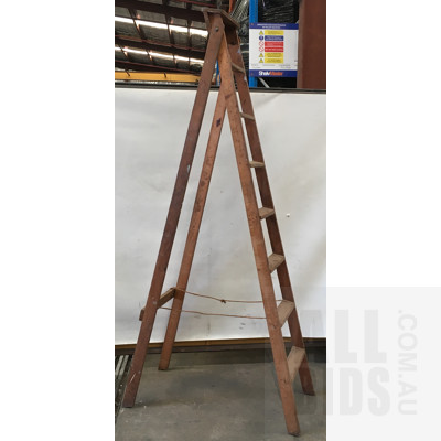Vintage A frame 7 Step Wooden Ladder