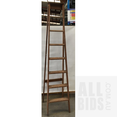 Vintage A frame 7 Step Wooden Ladder