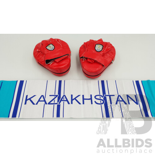 Kazakhstan Boxing Federation Focus Mits and Sash - New