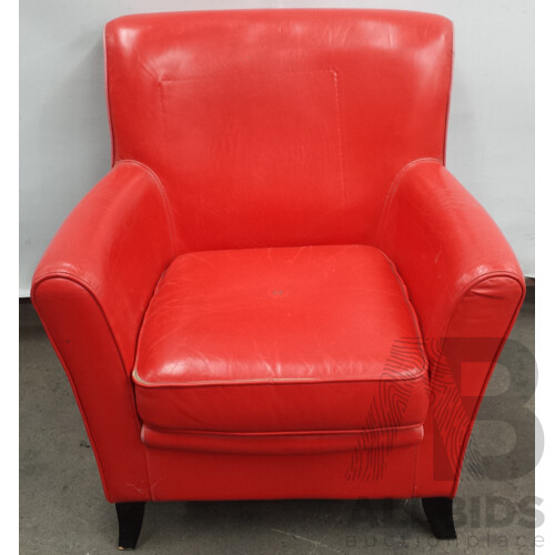 Red Faux Leather Armchair